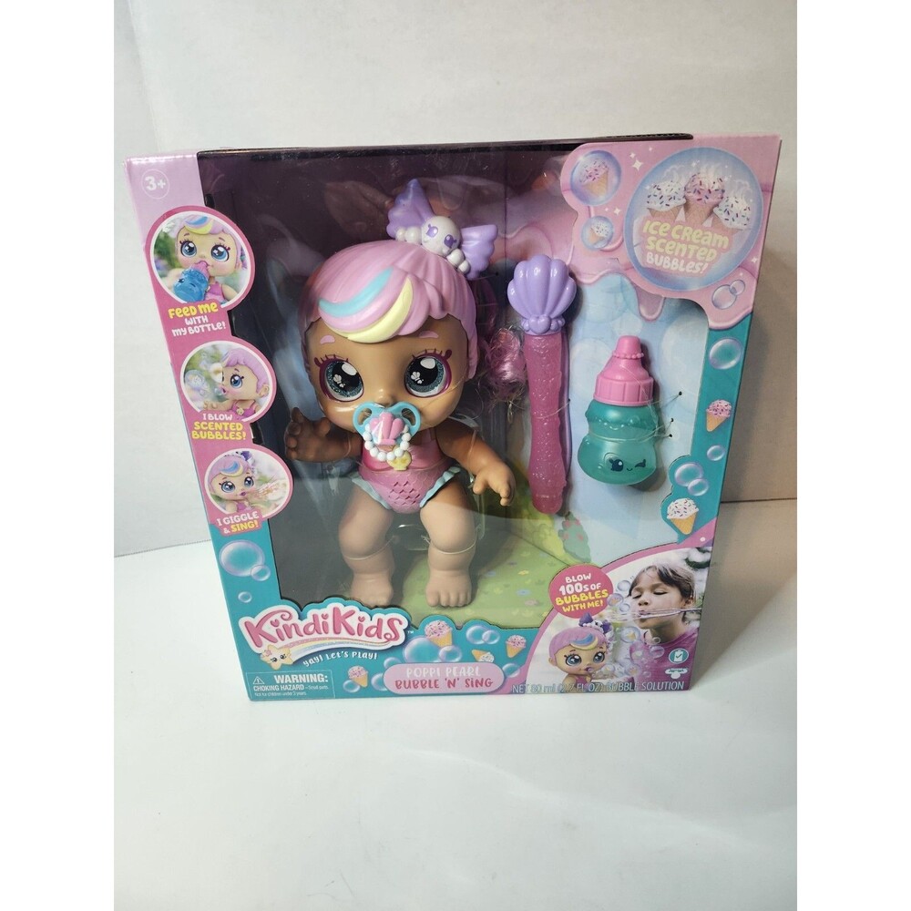 Kindi Kids Electronic 6.5" Doll and 2 Accessories - Poppi Pearl Bubble 'N' Sing